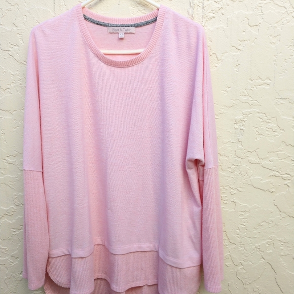Long Light Weight Sweater Pale Pink Piper & Taylor XL Long Sleeve Scoop Neck - Picture 2 of 12